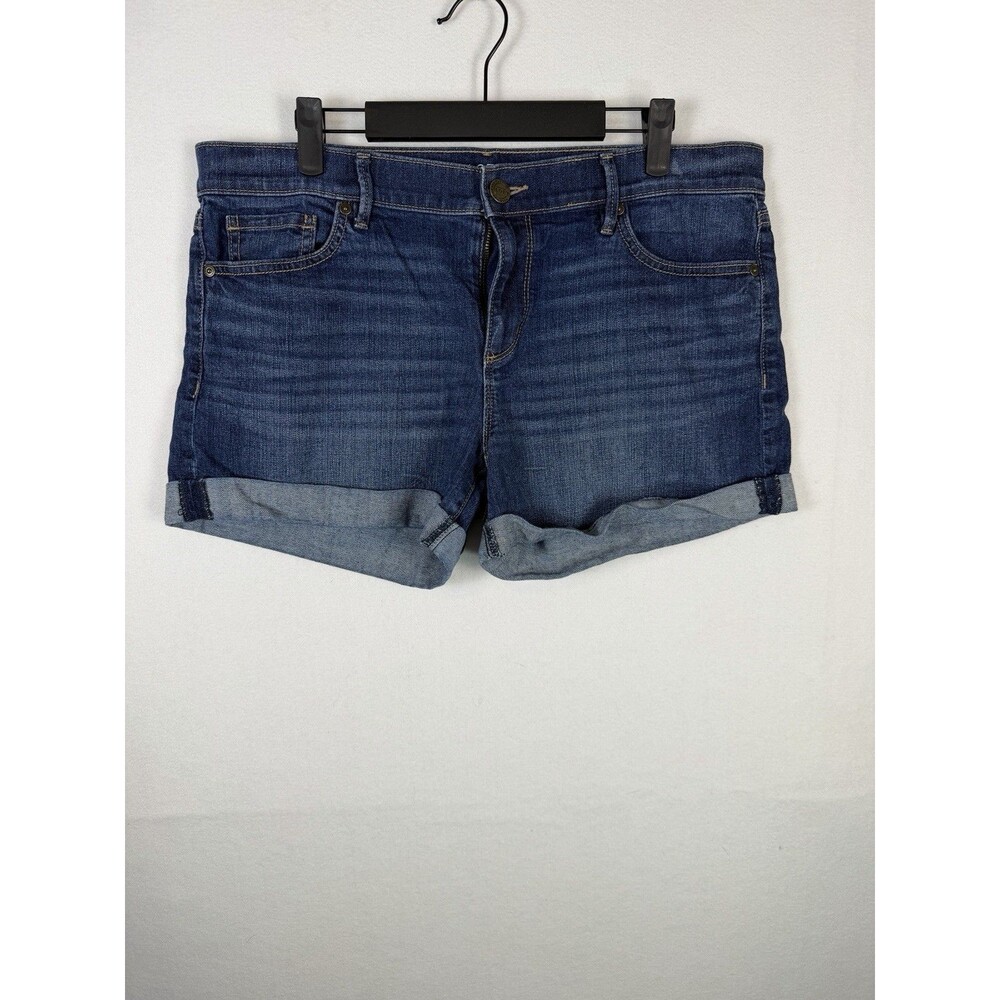 LOFT Womens Size 10 Denim Jean Shorts Medium Wash Rolled Cuff Regular Rise Blue